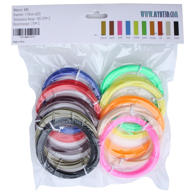MYNT3D ABS 3D Pen Filament Refill Pack (10 Color, 3m Each) - Image 2